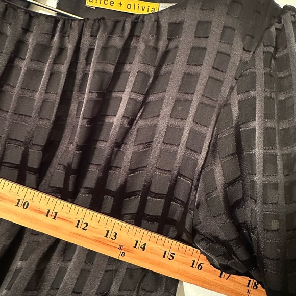 ALICE + OLIVIA Small Black Silk Blend Semi-Sheer Windowpane Little Black Dress - Picture 5 of 11